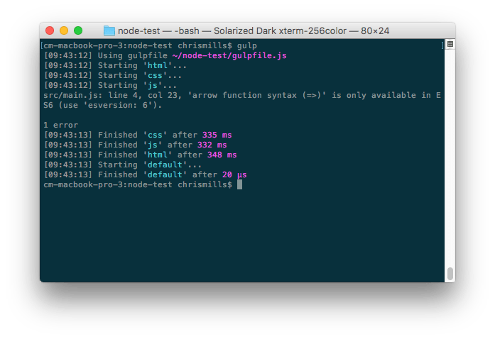 Ausgabe in einem Code-Editor, in der Zeilen die Start- oder Endzeit von Aufgaben, den Aufgabennamen und die Dauer von 'Abgeschlossenen' Aufgaben zeigen.